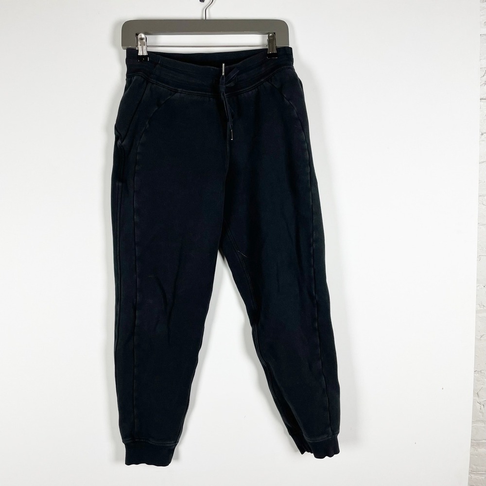 Lululemon Women's Scuba Jogger Cotton Fleece Lined Ankle Crop Pants Black 6
